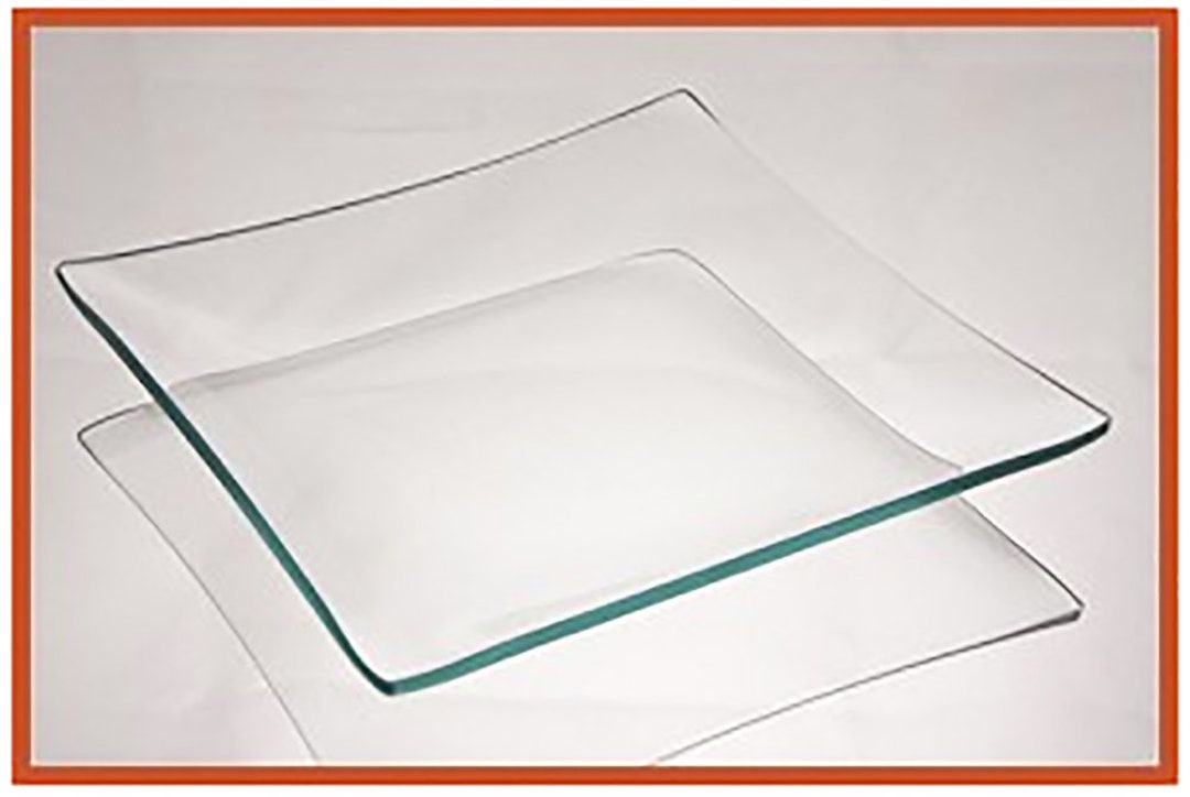 6 Inch Square Bent Clear Glass Plate 1/8 Thick Square Glass Plate for