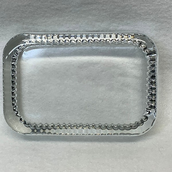 2 3/4 x 4 1/4 Inch Beaded Rectangle Recess Crystal Paperweight - Personalize, Paint, Decoupage, Engrave, Homemade Gift