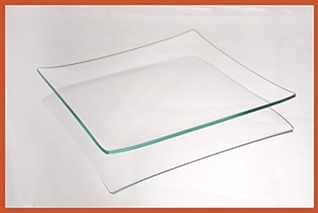 7 Inch Square Bent Clear Glass Plate 1/8 Thick Square Glass Plate for
