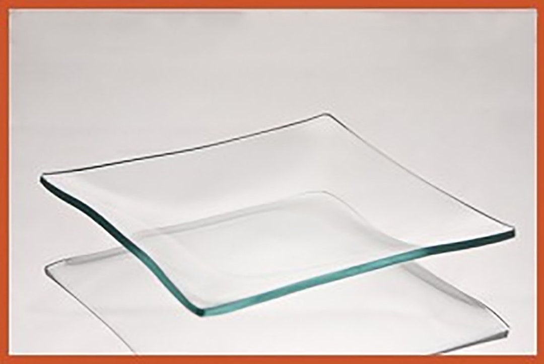 5 Inch Square Bent Clear Glass Plate 3/16 Thick Square Glass Plate for