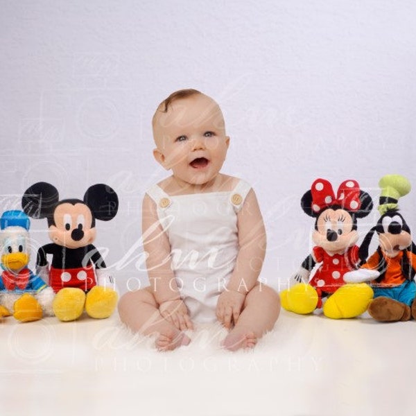 Sitter Digital Backdrop Mouse Friends Boy Girl Mickey Sitting Up One Year Session Composite Background Sale