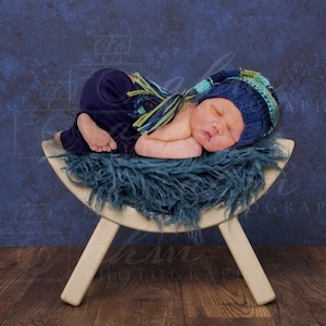 Digital Newborn Backdrop Navy Curved Chair. One of a kind prop!