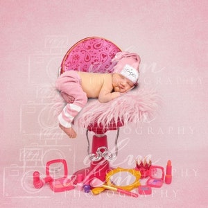 Newborn/Sitter Digital Backdrop / Girl / Baby / Salon / Chair / Pink / Make Up / Princess / Prop / Background / Composite / Instant Download