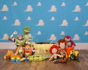 Newborn Digital Backdrop Boy Girl Baby Toy Story Toys Bucket Prop Background Composite Instant Download. One of a kind Prop!