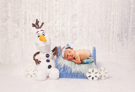 Newborn Digital Backdrop Olaf Frozen Snow Winter Snowman Boy Etsy