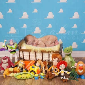 Newborn Digital Backdrop Toys Bed Crib Story Baby Girl Boy Theme Digital Background Composite Gender Neutral