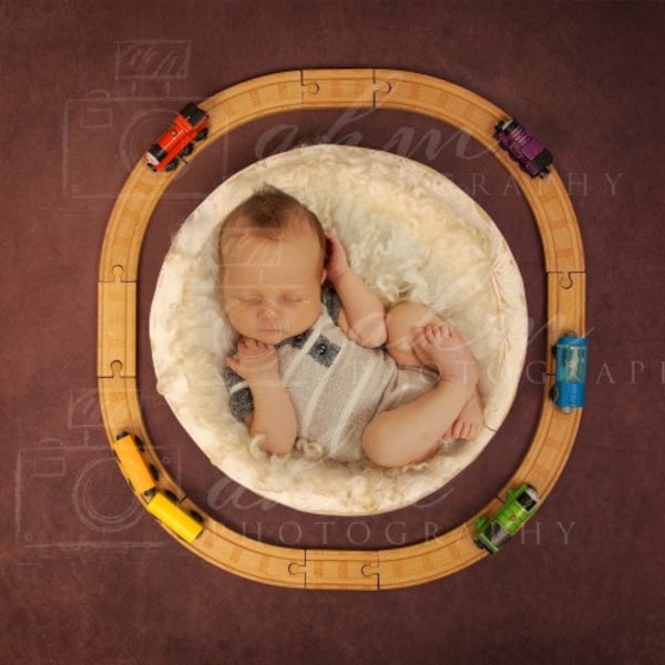 Newborn Digital Backdrop Boy Trains Rainbow Baby Rainbow Above Baby Composite Background Sale