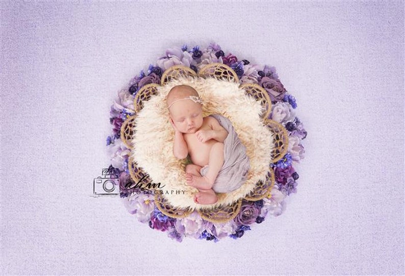 Newborn Digital Backdrop Purple Floral Wreath Above Boho Chic Gi Newborn Digital Backdrop Purple Floral Wreath Above Boho Chic Gi