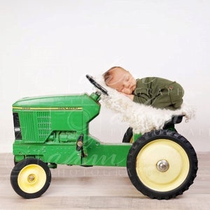 John Deere Green Tractor Farmer Cowboy Newborn Digital Backdrop Composite Background Boy Infant Baby  Digital Background Newborn Composite