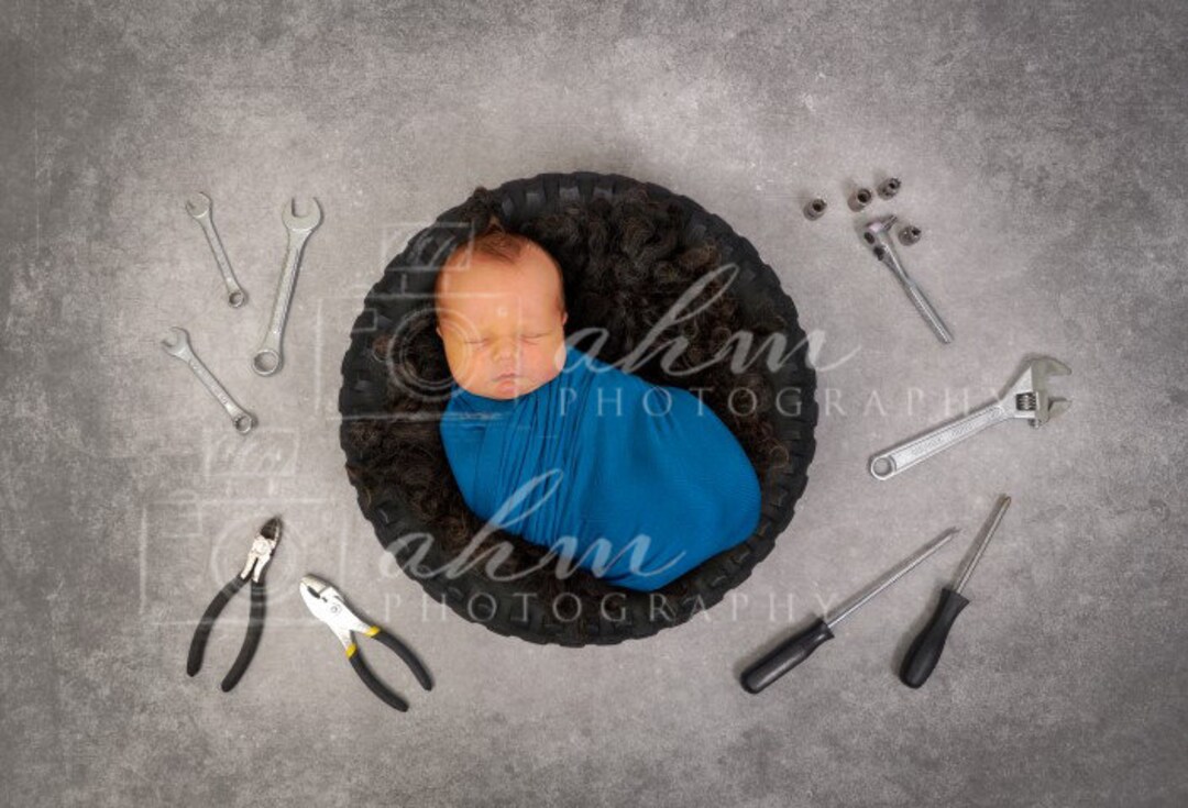 Mechanic Tool Newborn Digital Backdrop Worker Construction Shop Vehicle ...