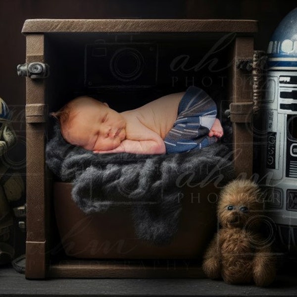 Star Wars Space Newborn Digital Backdrop Newborn Background Composite Boy Party Infant Baby Robot One Year Sale Ship Bed Droid Newborn