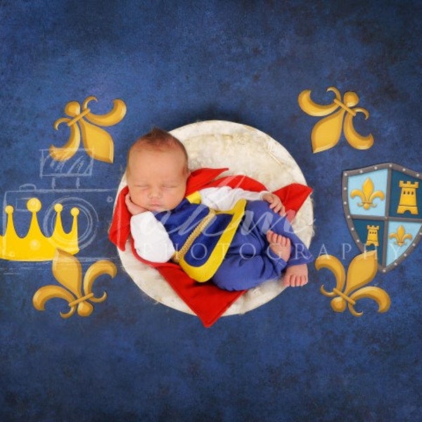 Newborn Digital Backdrop Prince Royalty Boy Bowl Sword Crown Knight Baby Composite Background Sale