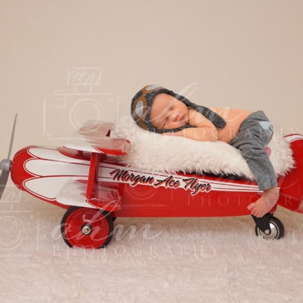 Airplane Newborn Digital Backdrop Boy Pilot Aircraft Red Baby Composite Background Sale