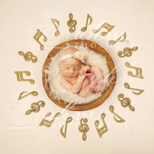 Newborn Digital Backdrop Music Notes Piano Violin Flute Baby Boy Girl Composite Background Sale