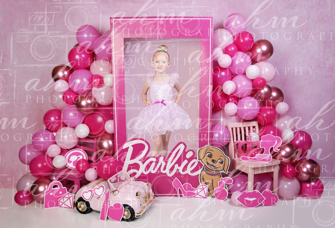 Doll Pink Box Digital Backdrop Birthday Girl Background Composite