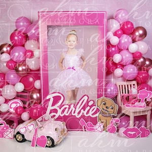 Doll Pink Box Digital Backdrop Birthday Girl Background Composite