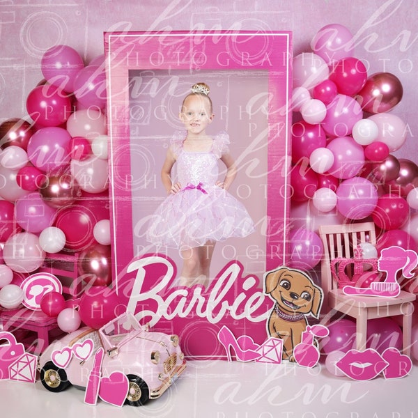 Doll Pink Box Digital Backdrop Birthday Girl Background Composite Balloons Car Girly Make Up Dance Vintage Toy Theme Party Sale