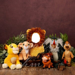 Lion King Newborn Digital Face Insert Backdrop Lion Zoo Baby Boy Composite Background Sale