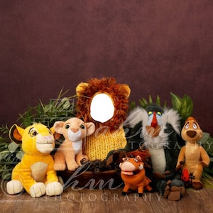 Lion King Newborn Digital Face Insert Backdrop Lion Zoo Baby Boy Composite Background Sale