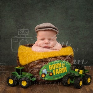 Farm John Deer Newborn Digital Backdrop Tractor Green Baby Boy Composite Background Sale