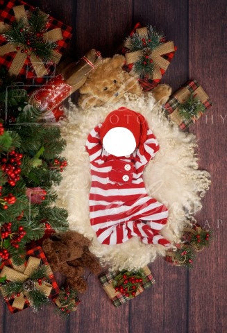 Christmas Face Insert Tree Santa Newborn Digital Backdrop