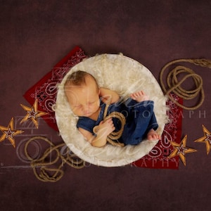 Newborn Digital Backdrop Cowboy Rodeo Boy Above Basket Baby Rope Cowgirl Composite Background Sale