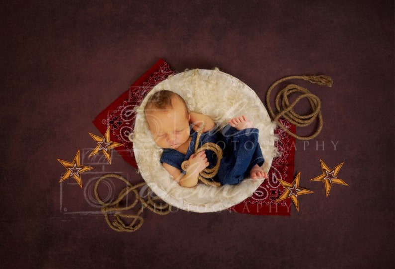 Newborn Digital Backdrop Cowboy Rodeo Boy Above Basket Baby Rope ...