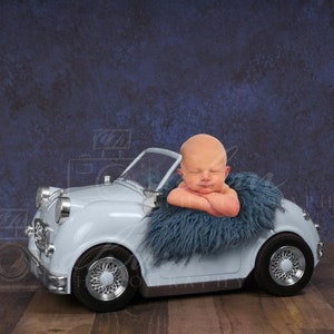 Newborn Digital Backdrop Blue Car Boy Vehicle Truck Rustic Simple Background Composite Instant Download. One of a kind Prop!