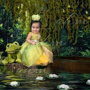 Sitter Digital Backdrop Princess Tiana Princess and the Frog Frog Baby Girl Composite Sale