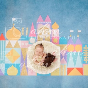 Small World Newborn Digital Backdrop Baby Boy Girl Boat Parks Composite Background Sale