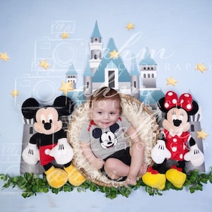 Mouse Castle Park Magical Newborn Digital Backdrop Boy Girl Baby Infant Composite Background Sale
