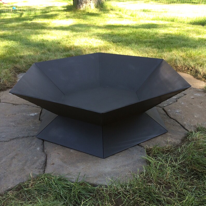 Modern geometric steel fire pit. Etsy