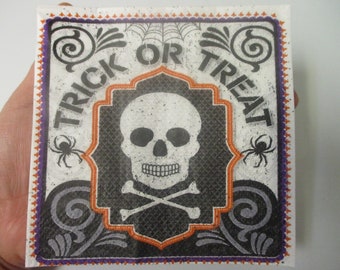 2-Trick Or Treat Skull Halloween Cocktail Decoupage Napkins-Halloween Decoupage Napkins