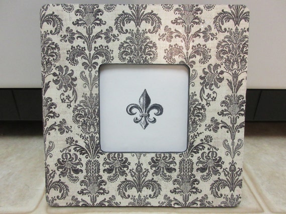 Wood Picture Frames-Damask Fleur De Lis Picture Frame | Etsy