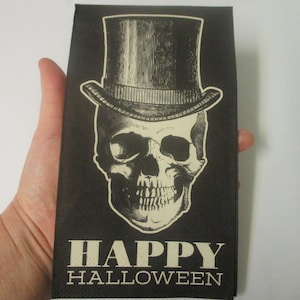 2-Happy Halloween Dapper Skeleton Guest Towel Halloween Decoupage Napkins-Halloween Decoupage Napkins-Skull Decoupage Napkins image 1