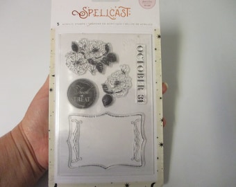 Pink Paislee Spellcast Halloween Cling Stamp Set-Halloween Stamps-October 31 Stamps-Floral Halloween Stamps