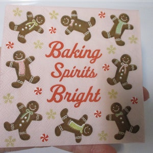 2-Gingerbread Man Baking Spirits Bright Cocktail Decoupage Napkins-Christmas Decoupage Napkins