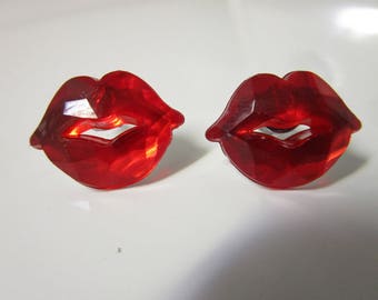 FREE SHIPPING! Red Gemstone Lip Stud Earrings-Valentine's Day Earrings