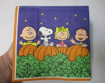 2-Peanuts Halloween Luncheon Serviettes de découpage-C’est la grande citrouille Charlie Brown Serviettes-Charlie Brown Serviettes-Serviettes de table d’automne-Serviettes de découpage d’automne