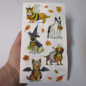 2-Dog Costume Halloween Guest Towel Decoupage Napkins-Halloween Decoupage Napkins-Fall Decoupage Napkins