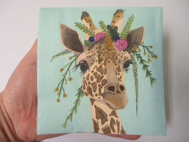 2Giraffe Cocktail Decoupage NapkinsFloral Giraffe Decoupage Etsy