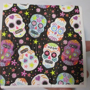 2-Sugar Skull Cocktail Decoupage Napkins-Halloween Decoupage Napkins-Dia De Los Muertos Napkins-Day Of The Dead Napkins