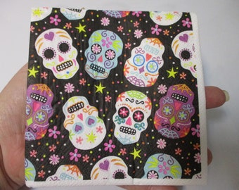 2-Sugar Skull Cocktail Decoupage Napkins-Halloween Decoupage Napkins-Dia De Los Muertos Napkins-Day Of The Dead Napkins