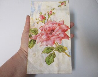 2-Rose Guest Towel Decoupage Napkins-Shabby Chic Decoupage Napkins-Floral Decoupage Napkins-Summer Decoupage Napkins-Flower Decoupage Napkin