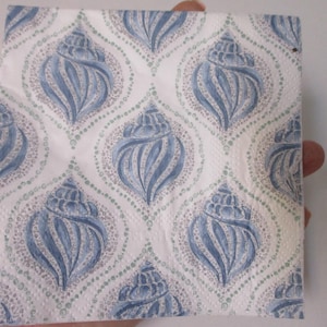 2-Blue Shells Cocktail Decoupage Napkins-Beach Decoupage Napkins-Tropical Decoupage Napkins