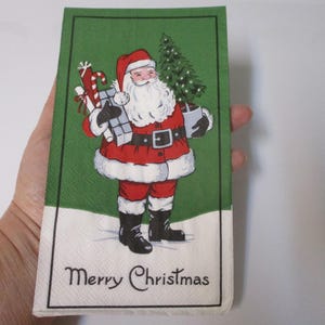 2-Santa Guest Towel Decoupage Napkins-Christmas Decoupage Napkins-Christmas Collage Napkins-Merry Christmas Napkins