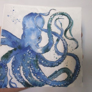 2-Octopus Cocktail Decoupage Napkins-Summer Decoupage Napkins-Beach Decoupage Napkins-Tropical Decoupage Napkins-Coastal Decoupage Napkins