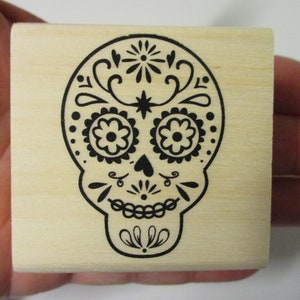 Sugar Skull Rubber Stamp-Halloween Stamps-Day Of The Dead Stamps-Dia De Los Muertos Stamps