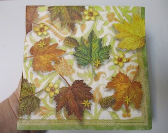 2-Fall Leaves Luncheon Decoupage Napkins-Autumn Decoupage Napkins-Fall Decoupage Napkins-Thanksgiving Decoupage Napkins