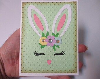 Handmade Easter Bunny Face Easter Card-Easter Cards